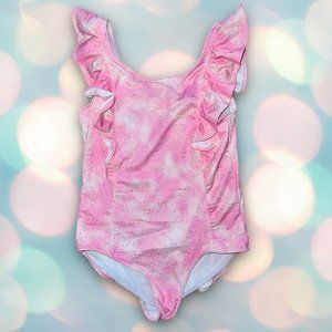Girl’s One Piece Glitter Ruffle Swimsuit Size 12